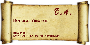 Boross Ambrus névjegykártya